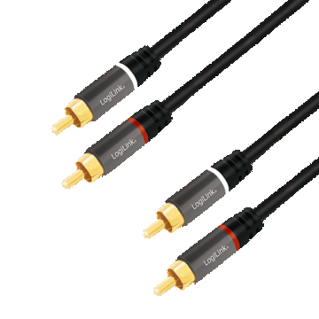 Cablu audio Logilink CA1204, RCA, 2m (Negru)