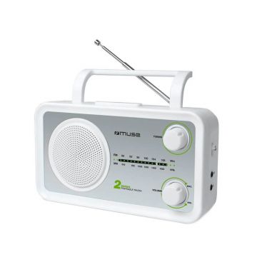 Radio portabil MUSE M-06 SW, 2 benzi FM/MW, AUX in, Iesire Jack 3.5 mm, Alb