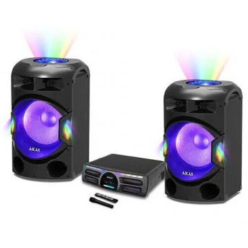 Akai Sistem audio Akai DJ Dual Y3, Bluetooth, telecomanda, efecte de lumina LED, 400 W RMS