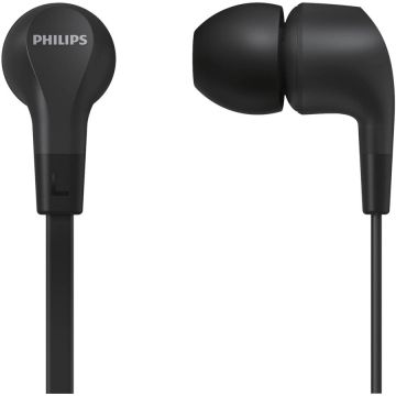 Philips Casti Audio In-Ear Philips, TAE1105BK/00, cu fir, Microfon, Negru