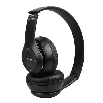 Casti over-ear wireless P47, Bluetooth 5.0, 40mm, Radio FM, AUX IN, Negru