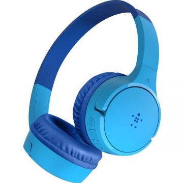 Belkin Casti Stereo Wireless Belkin SOUNDFORM Mini pentru copii, Bluetooth, Microfon, 30 ore Autonomie, Albastru