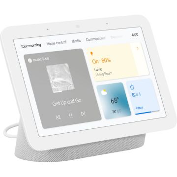 Google Boxa inteligenta Google Nest Hub (2nd Gen), 7 touchscreen, Wi-Fi, Bluetooth, 3 Microfoane, Alb
