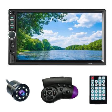 Resigilat MP5 Player Techstar® 7021, 2DIN, Camera Marsarier, Ecran HD Touch 7 inch, Comenzi Volan, Telecomanda, MirrorLink, Bluetooth 4.2