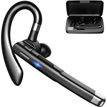 Casca Bluetooth Wireless YYK-520 Axeloni ®, conexiune BT 5.0, HandsFree, compatibila cu Samsung, iPhone, Huawei, cutie de incarcare, Negru/Argintiu