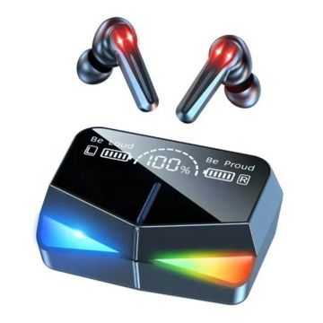 Casti Bluetooth Pentru Gaming Techstar® M28, Bluetooth 5.1, Microfon, Control Prin Atingere, Indicator LED, Rezistente La Apa, Potrivite Pentru Jocuri Video/Fitness/Birou, Carcasa Magnetica, Negru