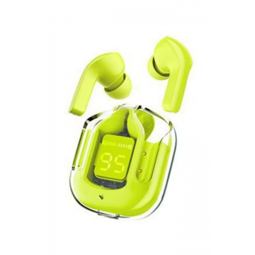 Casti Wireless In Ear, Bluetooth 5.1, Latenta Scazuta, Control Tactil Inteligent, Afisaj Digital LED, Microfon, Anulare Zgomot, Power Bank Incorporat, Waterproof, Verde