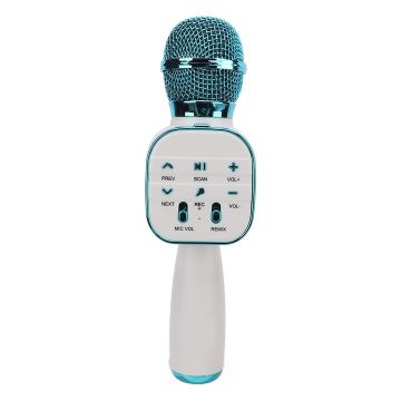 Microfon Wireless Karaoke MRG MDS813, Bluetooth, Reincarcabil, Pentru Copii, Cu Boxa, Auxiliar, Cititor Card MicroSD si USB, Albastru