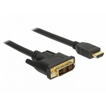 Cablu DVI-D Single Link 18+1 la HDMI pini T-T 5m, Delock 85586