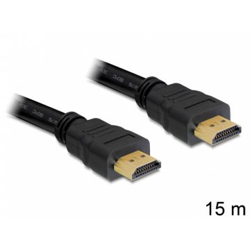 Cablu HDMI 4K v1.4 T-T 15m Negru, Delock 82710