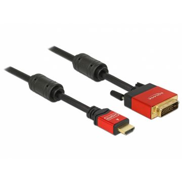 Cablu HDMI la DVI-D Dual Link 24+1pini Premium T-T 5m, Delock 84344