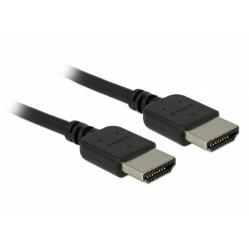 Cablu HDMI Premium Certificat 4K 60Hz 2m T-T Negru, Delock 85217