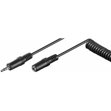 Cablu prelungitor jack stereo 3.5mm T-M spiralat, Goobay 50017