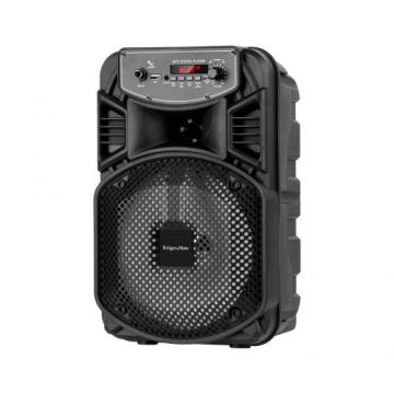 Boxa Bluetooth Kruger&Matz Music Box 10 w, 8 inch + 1 inch, AUX, USB 2.0, intrare microfon + Mini Boxa Portabila KlaussTech, Handsfree, USB, Bluetooth, Radio FM, Design Compact, Moderna, Usor de Folosit