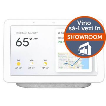 Boxa inteligenta Google Nest Hub, ecran 7inch, Bluetooth, WiFi, Control vocal,Asistenta vocala (Alb)