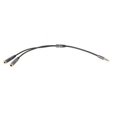Cablu adaptor stereo KOM0907, jack 3.5 mm, 20 cm, Negru