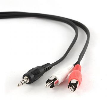 Cablu audio Gembird CCA-458/0.2, Jack 3.5mm 3 pini tata - 2 x RCA tata,  20 cm