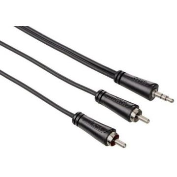 Cablu Audio Hama 122297, Jack 3.5 mm - 2 x RCA, 5 m (Negru)