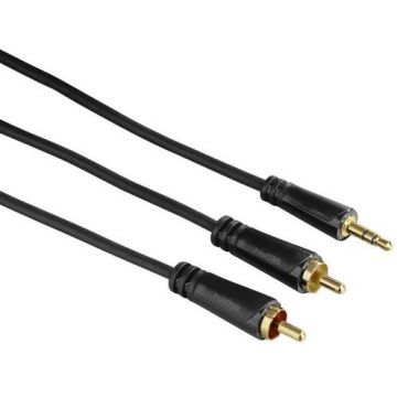 Cablu Audio Hama 122299, Jack 3.5 mm - 2 x RCA, 3 m (Negru) Cablu Audio Hama 122299, Jack 3.5 mm - 2 x RCA, 3 m (Negru)