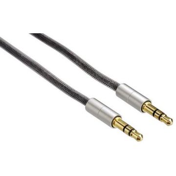 Cablu Audio Hama Aluline 80869, Jack 3.5 mm - Jack 3.5 mm, 2 m (Argintiu)