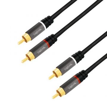 Cablu audio LOGILINK CA1206, 2 x RCA, 3m, conectori auriti (Negru)