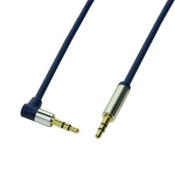 Cablu audio unghiular la 90° , LogiLink , 3.5 tata/tata , 0.5 m , albastru