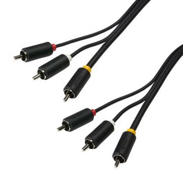 Cablu audio-video Serioux, 3 porturi RCA tata - 3 porturi RCA tata, 3m