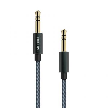Cablu Borofone BL3 Audiolink Jack 3.5mm la Jack 3.5mm, impletitura textila, 1m, Negru