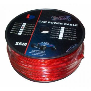 Cablu de putere din cupru 8GA, 8.31 x 6.7 mm, 25 m, Rosu Cablu de putere din cupru 8GA, 8.31 x 6.7 mm, 25 m, Rosu