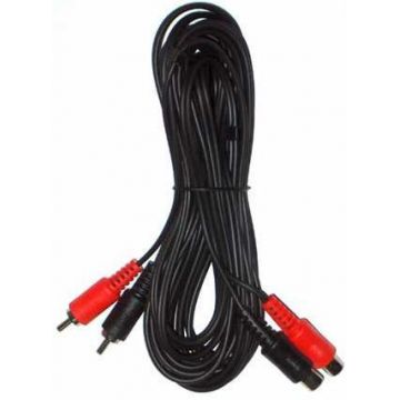 Cablu OEM KPO2661-5, 2 x RCA tata - 2 x RCA mama, 5 m (Negru)
