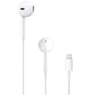 Casti Apple EarPods MMTN2ZM/A, cu microfon, conector Lightning, Bulk (Alb)