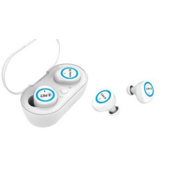 Casti audio iLike IBE01, Wireless, Bluetooth 5.0, IPX4, Extra Bass (Alb/Albastru)