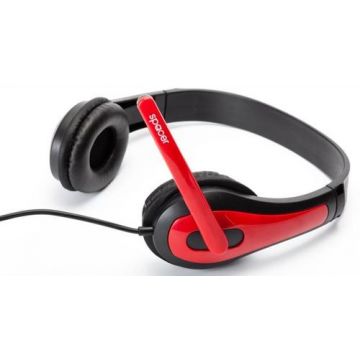 Casti cu Microfon Spacer SPK-507 (Negru/Rosu) Casti cu Microfon Spacer SPK-507 (Negru/Rosu)