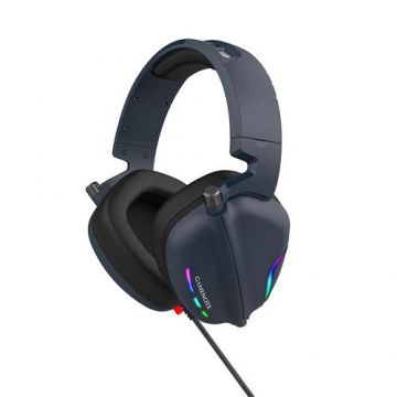 Casti Gaming Havit Gamenote H2019U, USB, iluminare RGB, microfon, sunet 3D Surround (Albastru)