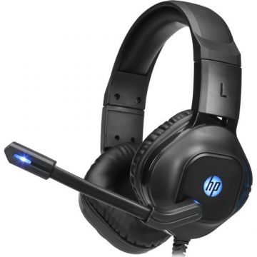 Casti Gaming HP DHE-8002, Stereo, Microfon, iluminare LED albastru (Negru)