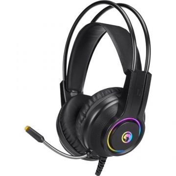 Casti Gaming Marvo HG8935, iluminare Rainbow, USB (Negru)