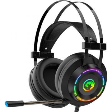 Casti Gaming Marvo HG9062, iluminare Rainbow, USB, Microfon (Negru)