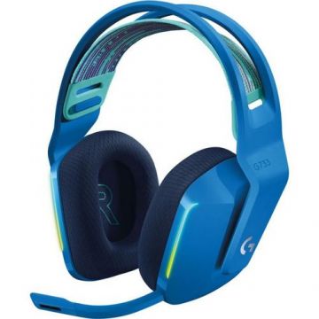 Casti Gaming Wireless LOGITECH G733, iluminare RGB, Microfon (Albastru)