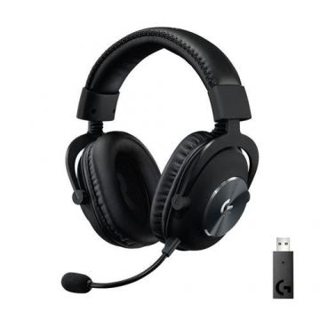 Casti Gaming Wireless Logitech Pro X Lightspeed, Microfon, Surround 7.1 (Negru)