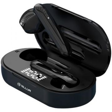 Casti In-Ear Bluetooth Tellur Flip, True Wireless, negru