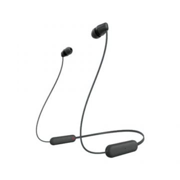 Casti In-Ear Wireless Sony WI-C100B,  Bluetooth, IPX4, Microfon, Fast pair, Autonomie 25 ore (Negru)