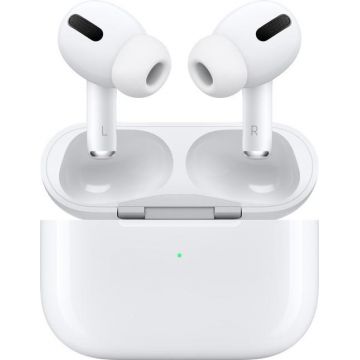 Casti True Wireless Apple AirPods Pro + Magsafe Case, Bluetooth, In-ear, Noise Cancellation, incarcare Wireless (Alb) Casti True Wireless Apple AirPods Pro + Magsafe Case, Bluetooth, In-ear, Noise Cancellation, incarcare Wireless (Alb)