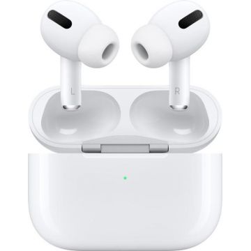 Casti True Wireless Apple AirPods Pro + Magsafe Case, Bluetooth, In-ear, Noise Cancellation, incarcare Wireless (Alb)