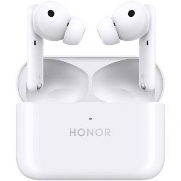 Casti True Wireless Honor EarBuds 2 Lite Otter-AT030, Bluetooth, Microfon, Reducerea zgomotului AI (Alb)