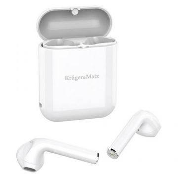 Casti True Wireless KRUGER&MATZ M1, Bluetooth 5.0, Microfon (Alb)