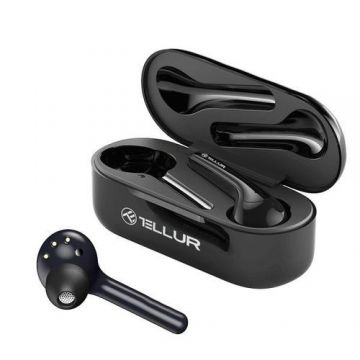 Casti True Wireless Tellur Ambia, Bluetooth 5.0, Microfon, Waterproof IPXX4 (Negru)