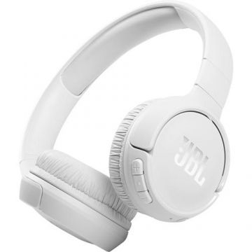 Casti Wireless JBL Tune 510BT, Bluetooth, Asistent vocal, Pure Bass, 40 h, Multi-point (Alb)