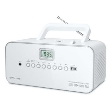Micro Sistem Audio Portabil Muse M-28 RDW MSE00075, CD-Player, Radio, AUX-in (Alb)