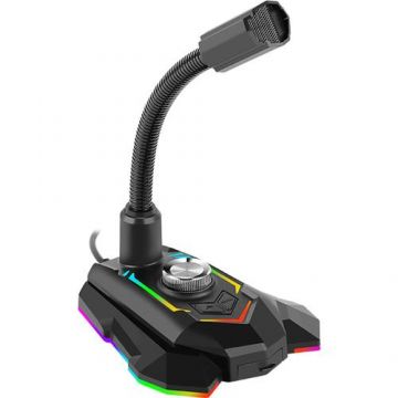 Microfon Gaming Marvo MIC-05, USB, Iluminare Rainbow (Negru)