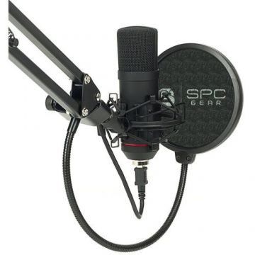Microfon Streaming SPC Gear SM900, brat ajustabil, popfilter, shockmount, USB (Negru)